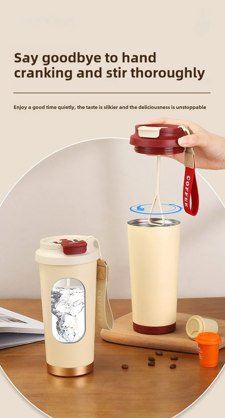 500ml Stainless Steel Coffee Milk Leak Proof Stir Cup Outdoor Office Business Portable Type-C Charge Automatic Self Stirring Mug