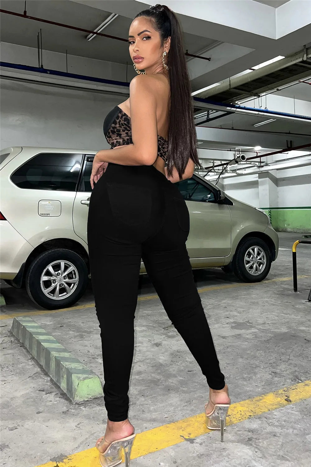 S-3XL Stretch Skinny Denim Women's Jeans Mid Waist Pants Blue Retro Washed Elastic Slim Pencil Trousers