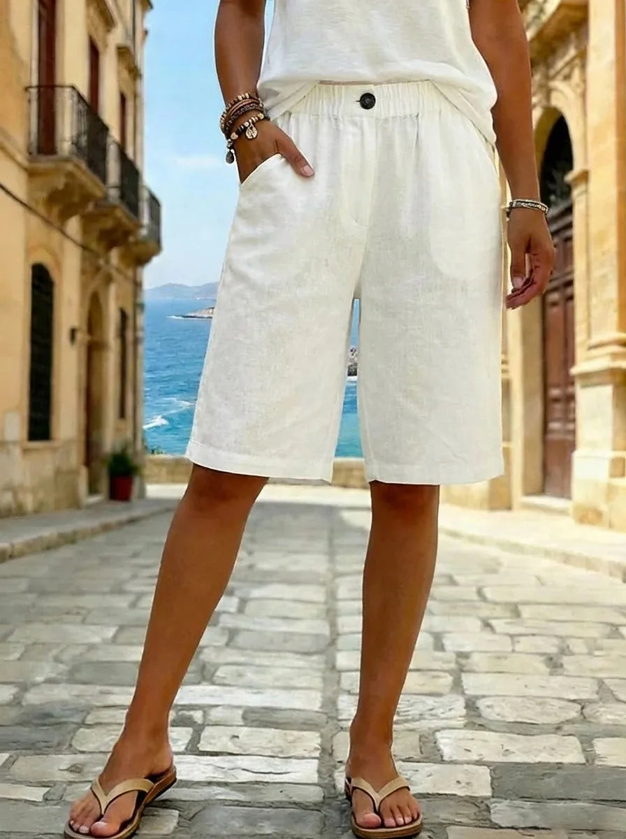 Women's 2026 Summer Mid Waist Casual Shorts – Solid Color Daily Bottoms, Comfortable Loose Fit Summer Pants