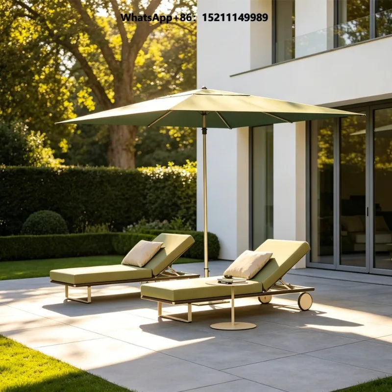 Outdoor Sun Lounger Full-Welded Aluminum Frame