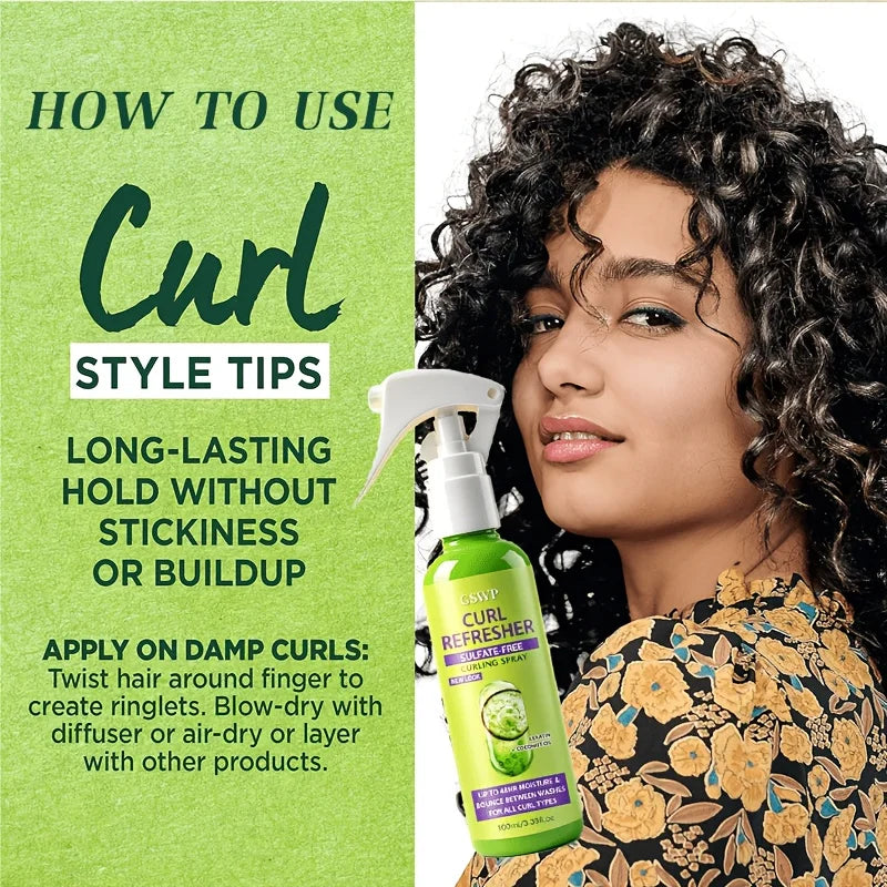 GSWP CURL REFRESHER SPRAY, Up to 48 Hours of Moisture and Bounce. Suitable for All Types of Curly Hair and Styling. 100ml/200ml