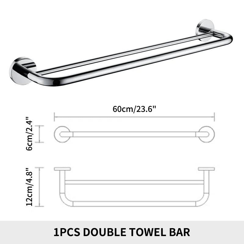 Bathroom Accessories Towel Rack Shelf Paper Holder Stainless Steel Toilet Brush Holder Hand Towel Ring Robe Hook Hanger Chrome