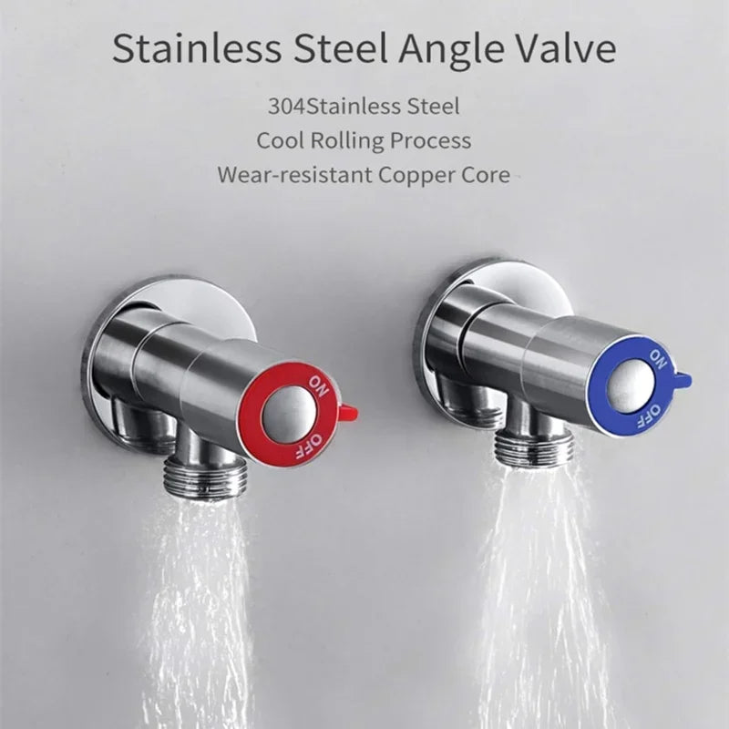 G1/2 Stainless Steel Hot Cold Inlet Valve Toilet Filling Angle Valves Sink Basin Water Heater Faucet for Bathroom Accessories