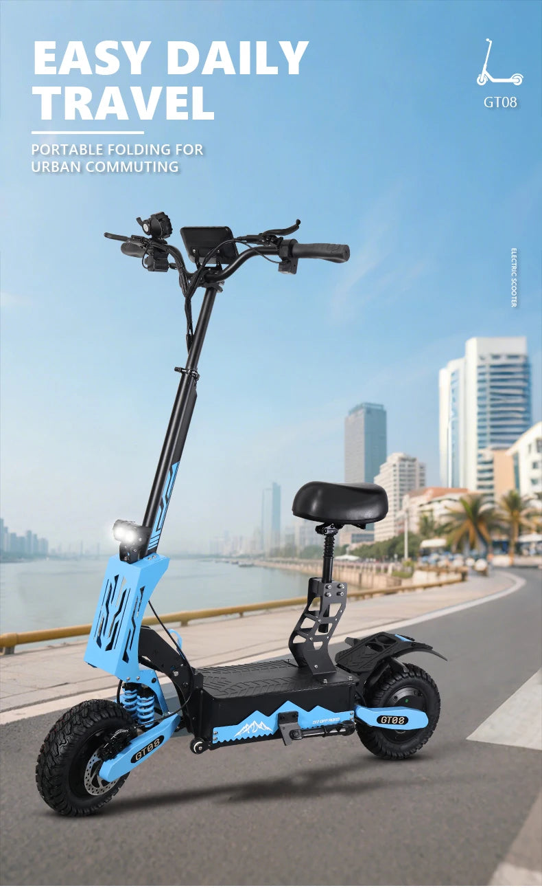 5600W Adult Electric Scooter Dual Motor Top Speed Sport Folding E-Scooter with Detachable Seat