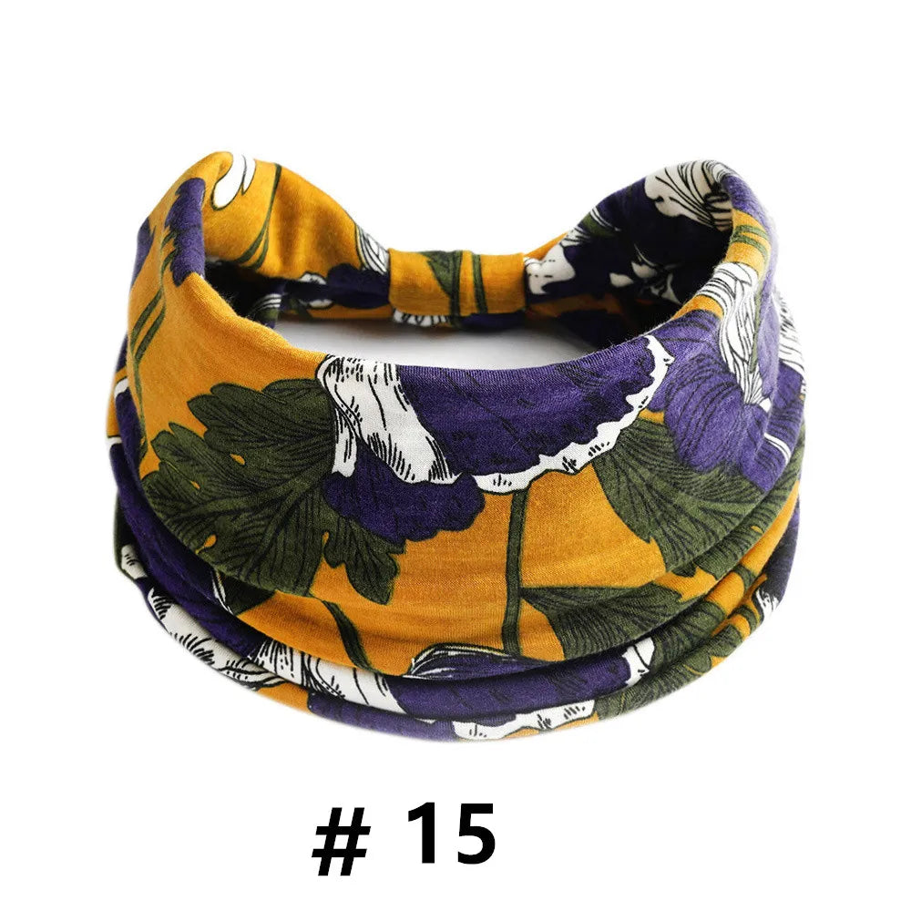 Boho Headbands for Women Cotton Wide Head Bands Stretch Hairband Non Slip Workout Yoga Running Turban Headwrap Hair Accessories
