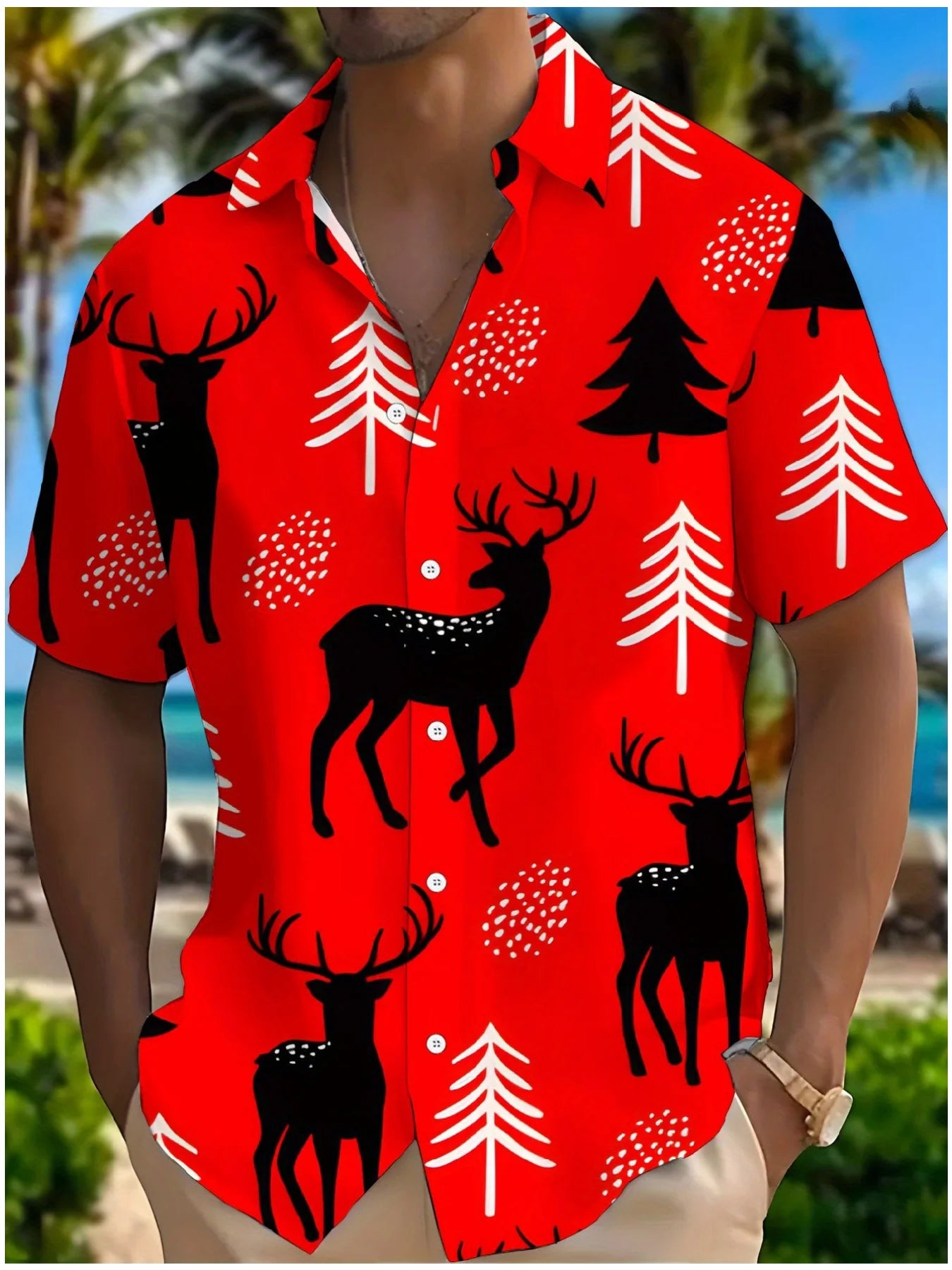 Men's Comic Christmas Graphic Hawaiian Shirt Men Women Fashion Santa Claus Shirt Short Sleeve Blouse Festive Holiday Clothing