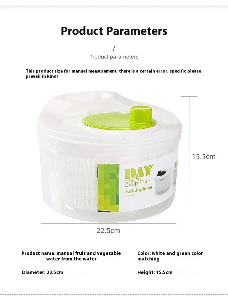 Lettuce Drain Basket  Multifunctional Household Manual Vegetable Dehydrator - Salad Spinner with Fruit,  Home Kitchen Gadgets