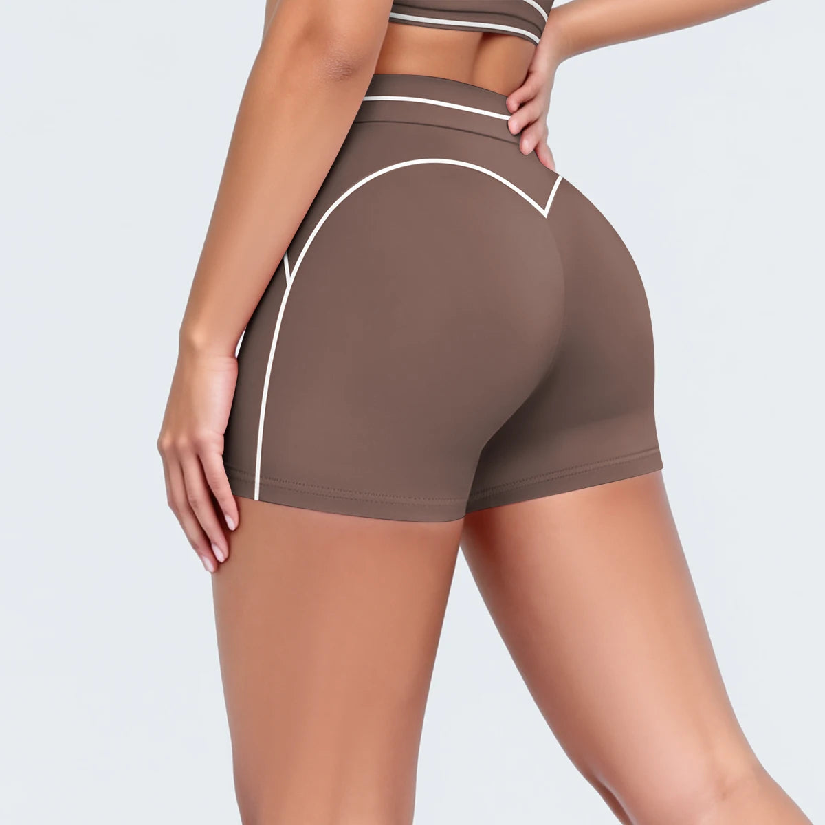 High Waist Stripe Fitness Yoga Shorts for Woman's Quick-Dry Breathable Hip-lifting Summer Gym Running Color Blocking Yoga Shorts