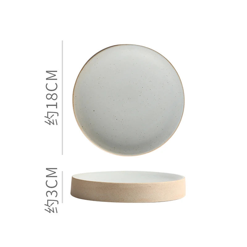 Vintage Round Ceramic Plate Creative Dessert Dim Sum Plate Pastry Plate Steak Plates Sushi Plates Molecular Cuisine Tableware