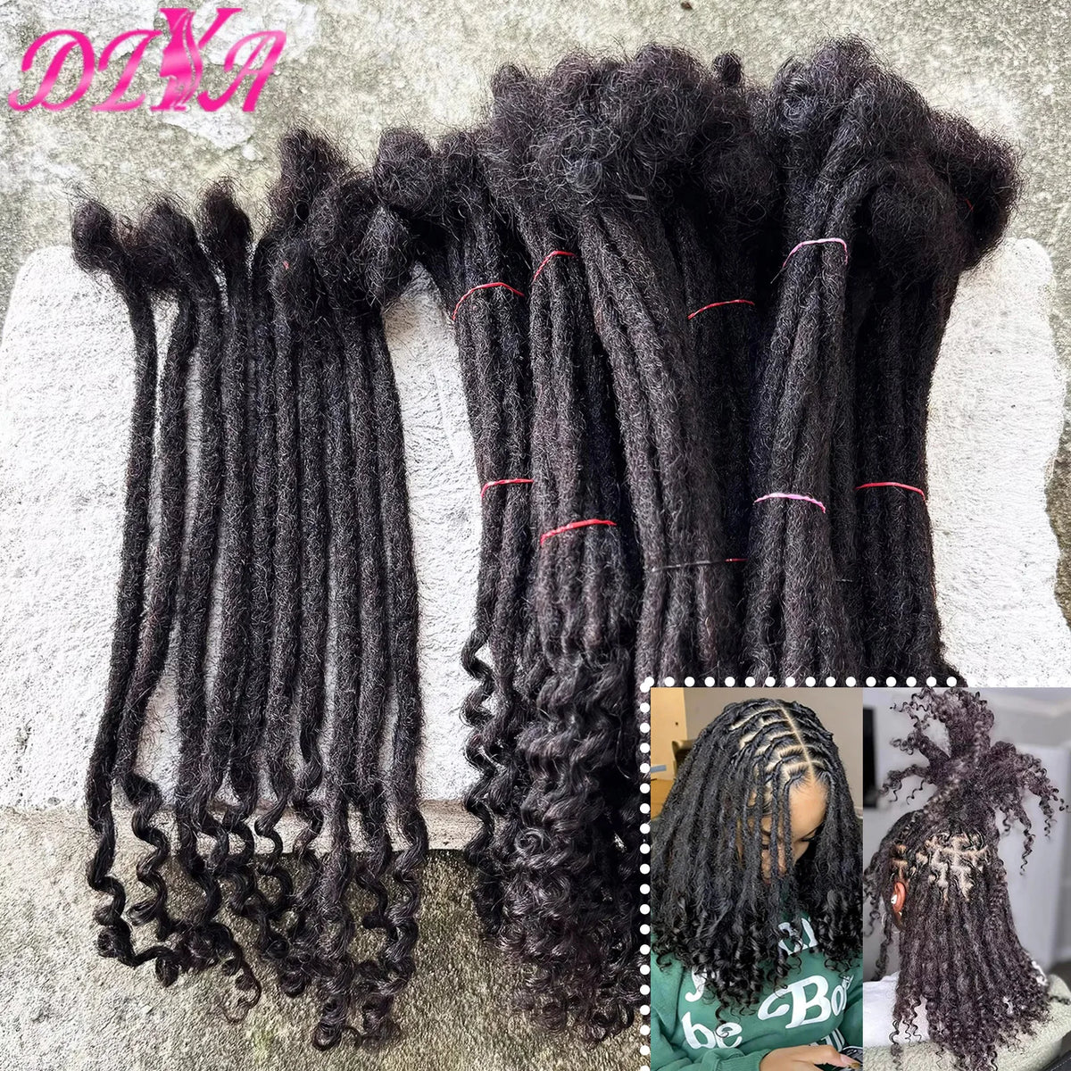 8-14inch 0.6cm Width Human Hair Dreadlock Extension with Curly Ends Handmade Permanent Locks Extension Can Be Dyed for Men/Women