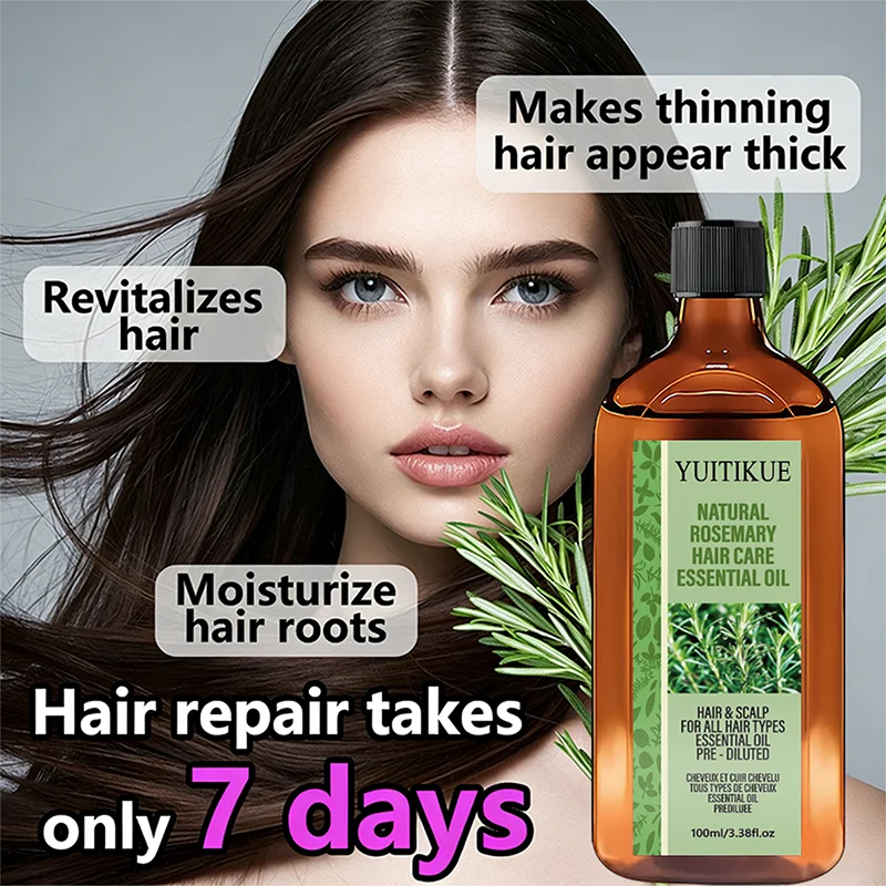 Multi-use Rosemary Hair Care Oil 100ml Natural Plant Extract Hydrate Scalp Tame Frizz Volumize Thin Hair Essential Oil