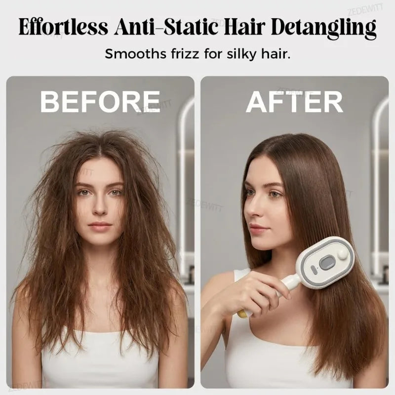 Rechargeable Steam Brush Durable Electric Spray Air Cushion Comb Electric Steam Hair Brush For Hair Reduce Frizz Nourishes Hair