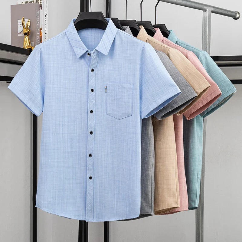 Men Casual Short Sleeve Shirt Anti Wrinkle Quick Dry Comfortable Fabric Business Daily Outdoor Travel Work Wear Blouse