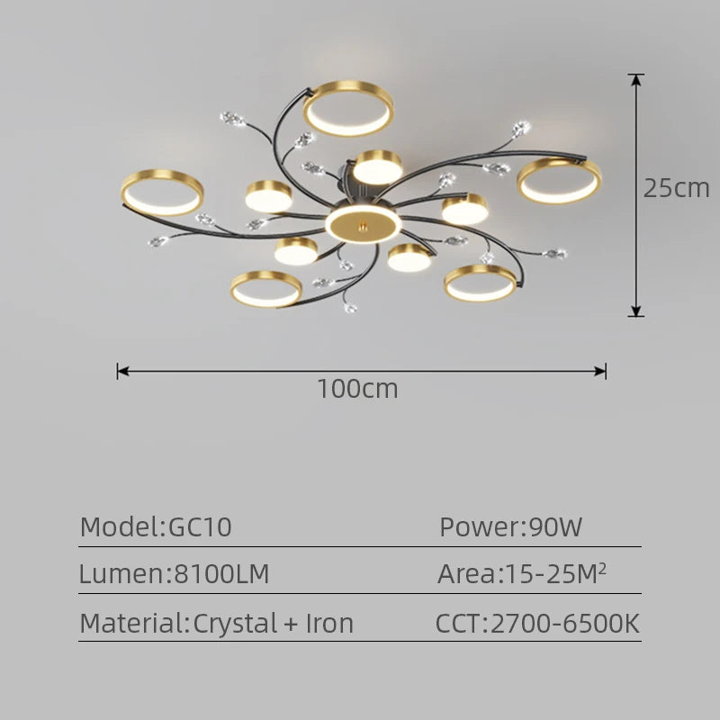 Modern Ceiling Chandelier Room Decoration Led Ceiling Lamp Crystal Chandelier Nordic Modern Bedroom Ceiling Decorative Light
