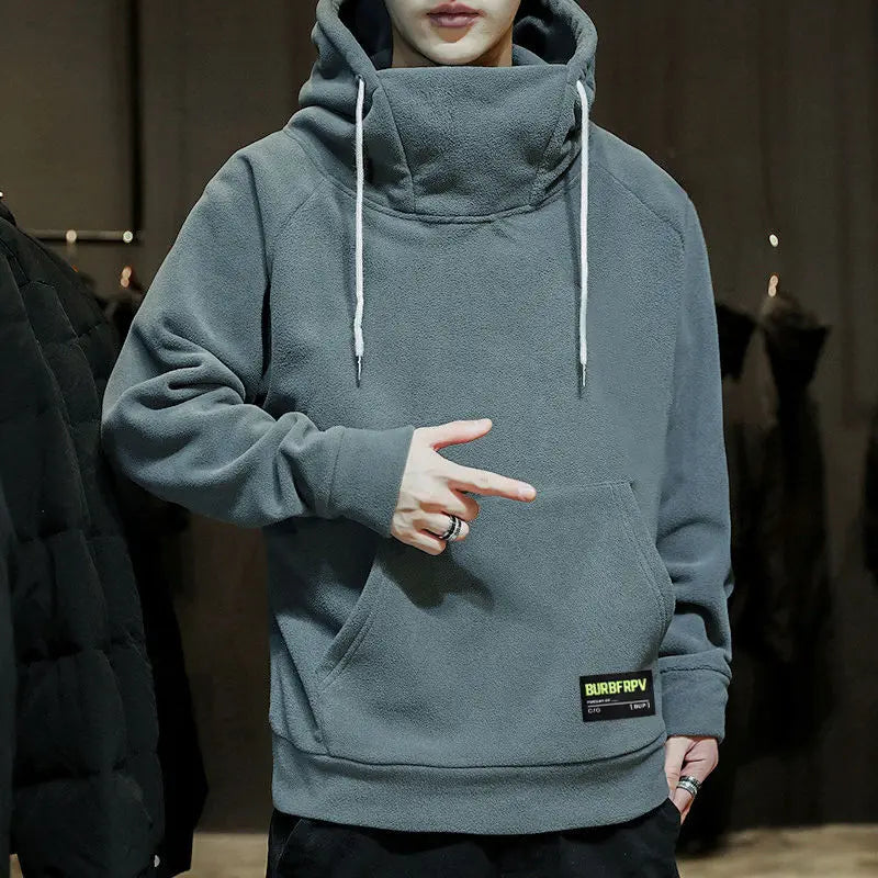 High Neck New Sweater Hoodie Sweatshirt Men Autumn Winter Fleece Thick Hooded Loose Bottom Trend Warm Streetwear Jacket Tops New