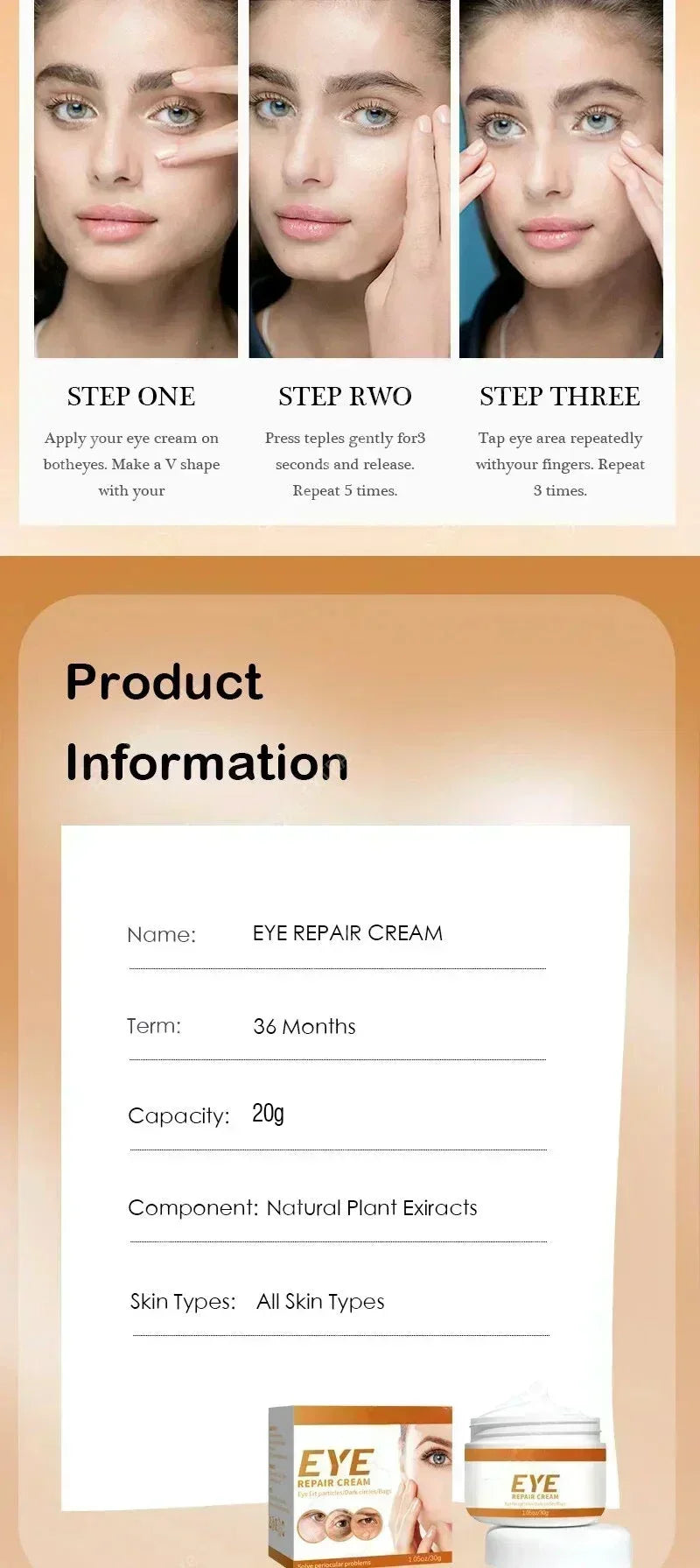 Anti-Wrinkle Remove bags Puffiness Dark Circles under eyes Lightening Fine Lines Moisturizing Whitening Skin Care