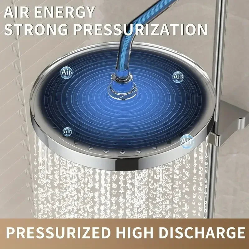 Pressurized Single Head 25cm Top Spray Large Water Volume Booster Shower Head Home Bathroom Shower Head Set