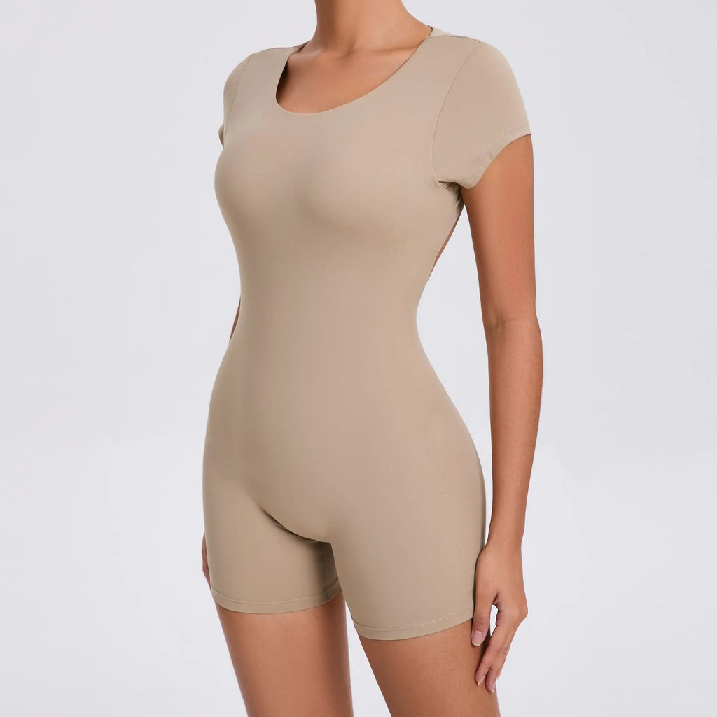 New Yoga Jumpsuit OPEN BACK TEE BODYSUIT Tight Fitting Hip Lifting Exercise Fitness Clothing Breathable Cycling Jersey