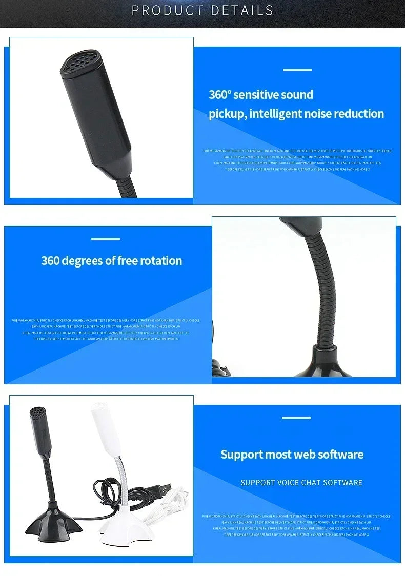 Professional USB Microphone Kit for Computer Laptop Adjustable Desktop Stand Gaming Mic for Streaming Podcast ASMR Discord Zoom