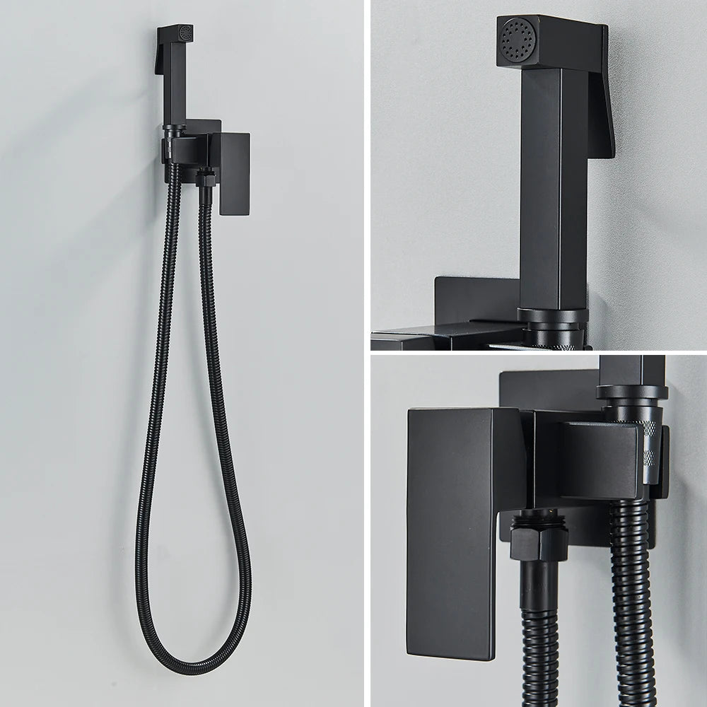 Rozin Black Bidet Faucets Wall Mounted Bathroom Shower Tap Bidet Toilet Sprayer Bidet toilet Washer Mixer Faucet