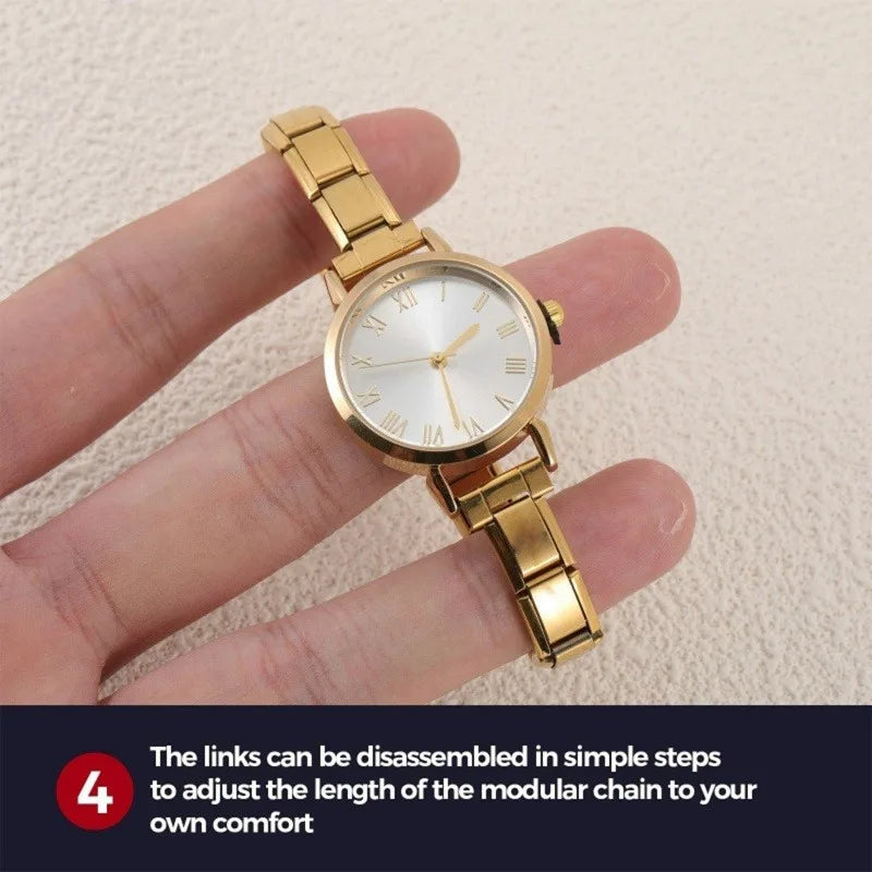 Irregular alloy case Arabic numeral classic dial Stars-shaped diamond-encrusted fashion Stainless Steel Bracelet ladies watch