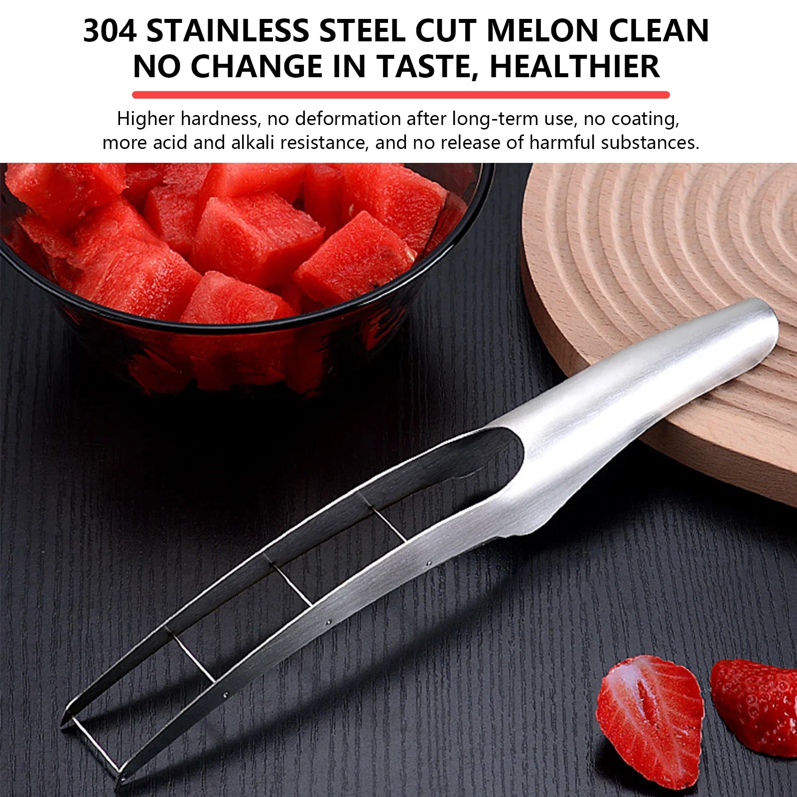 Watermelon Cutter 304 Stainless Steel Watermelon Dicing Cutter Manual Fruit Easy Segmentation Tools Home Use Kitchen Gadgets