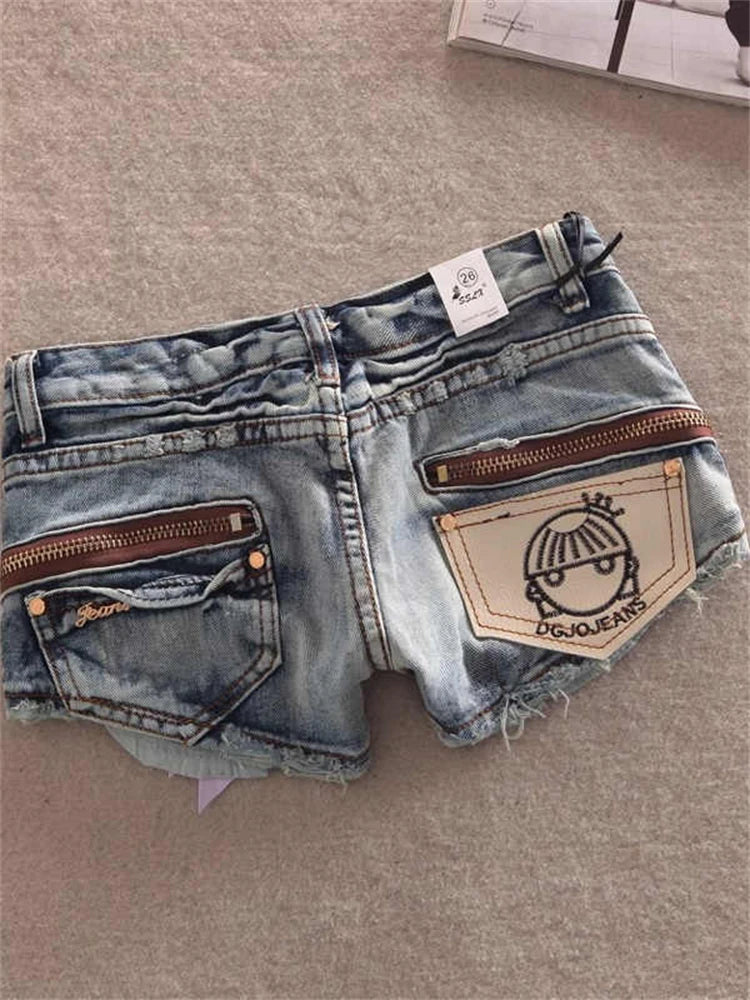 Summer Women Kpop Jean Shorts Abi Y2K 2000s Ripped Denim Hot Pants Grunge Gyaru Japanese American Retro Cyber Punk Harajuku Tide