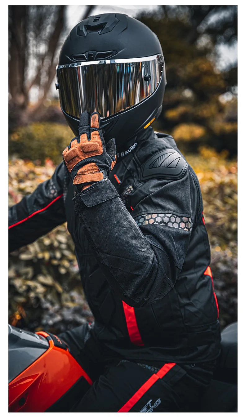 Four Seasons Motorcycle Jacket Moto+Protector Motorcycle Pants Cold-proof Waterproof Moto Suit Touring Clothing Protective Gear