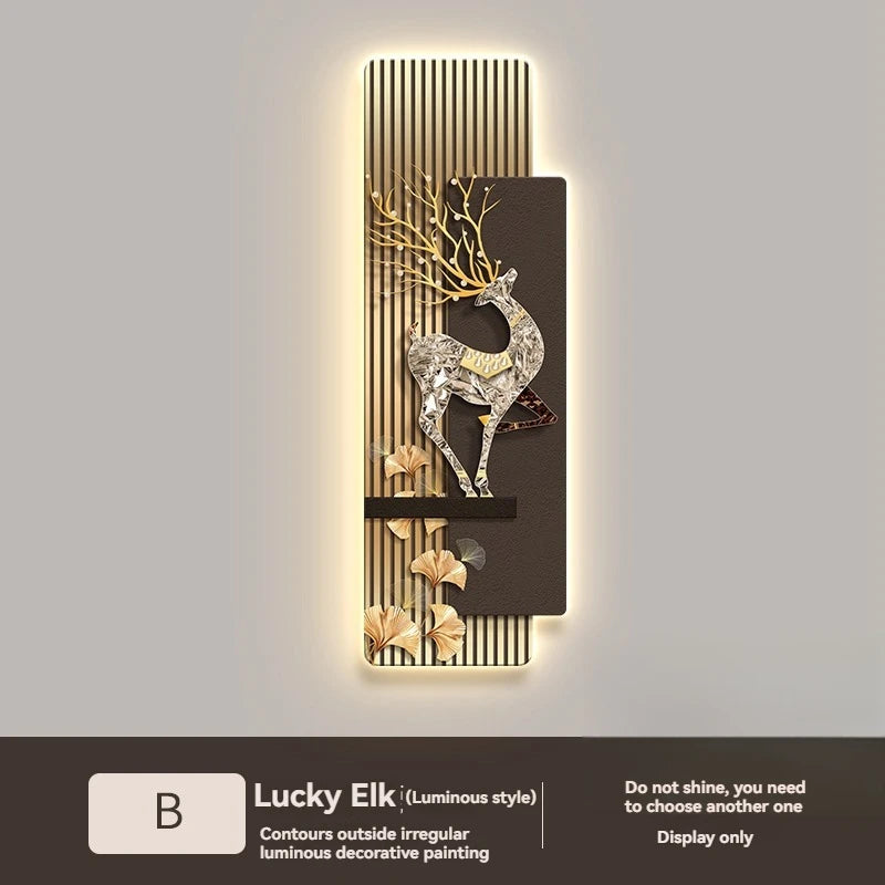 Light Luxury Entrance, Led Lights Decorative Paintings Home Decor Attracting Wealth Reindeer Living Room Corridor Mural Lights