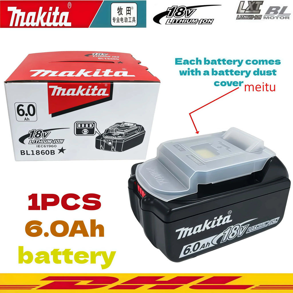 Genuine Makita 6AH BL1860B 18V Battery Power Tool Lithium-Ion Substitute LXT BL1850B BL1840B, Suitable for Use with BMS18V Screw