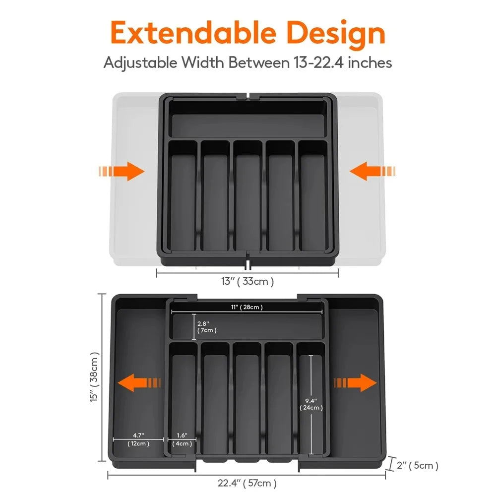 Kitchen Drawer Cutlery Organizer Expandable Silverware Tray Adjustable Utensil Holder for Forks Spoons Knives