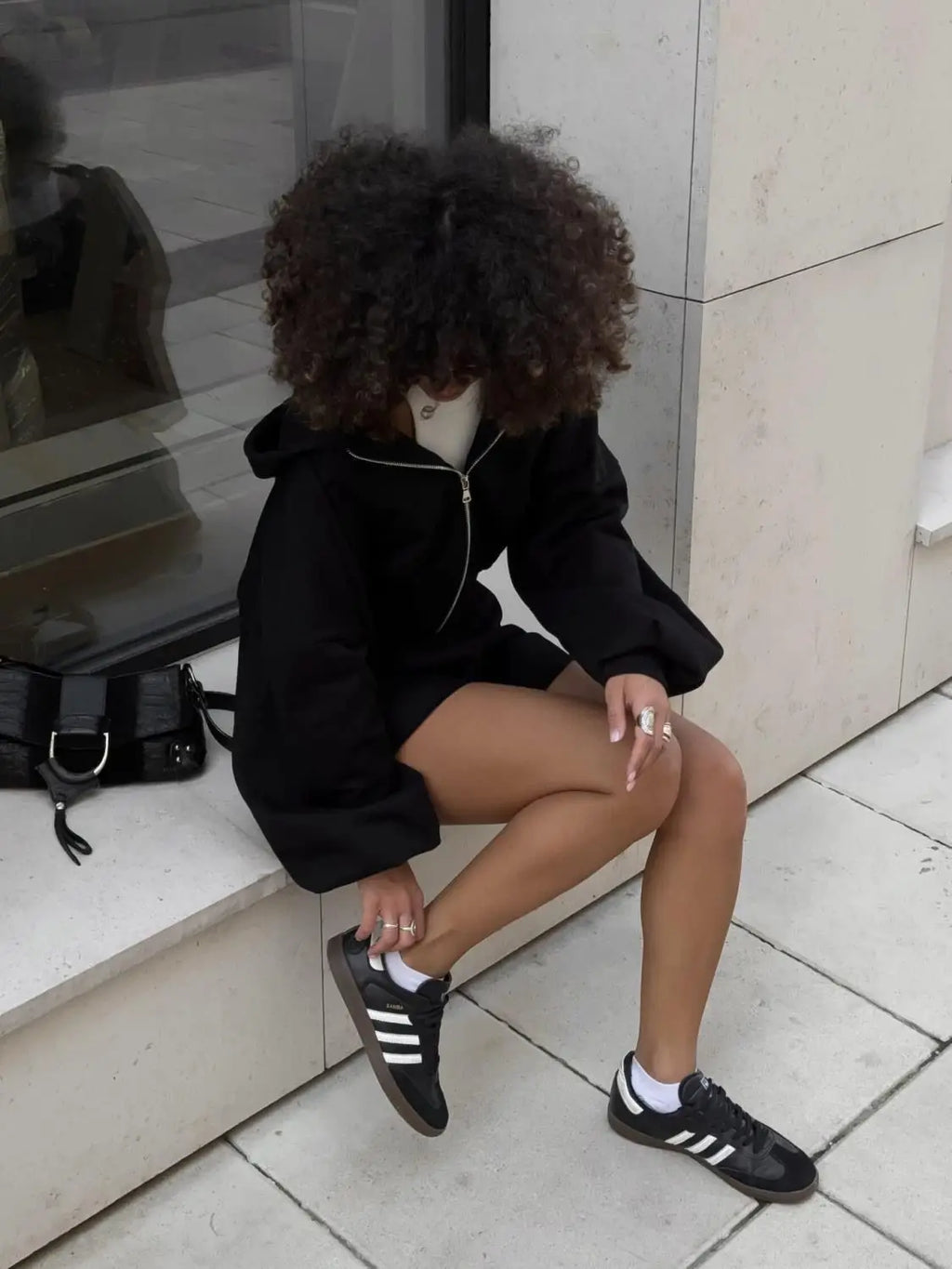 Women's Outfit Long-Sleeve Hooded Drawstring Sweatshirt Shorts Set Two-Piece Sets Sports Suit Sportswear Streetwear Trendy