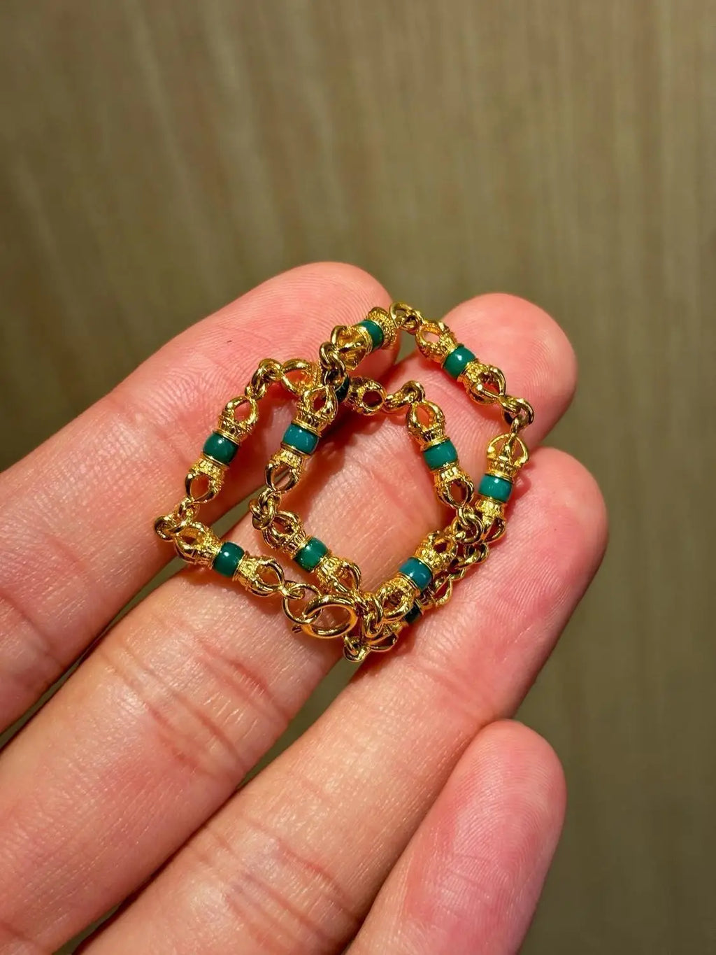 9999 24K real gold Tibetan-style turquoise beaded bracelet ancient color vajra accessories bracelet men and women