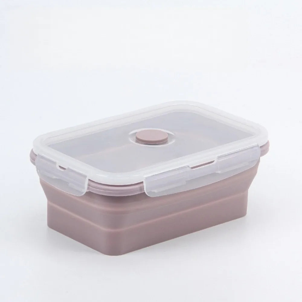 4pcs Microwaveable Silicone Lunch Box Large Capacity Rectangular Food Storage Container with Lid High-temperature Resistant