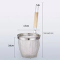 Durable Stainless Steel Noodle Funnel Wooden Handle Pasta Basket Strainer Multifunctional Fine Mesh Sieve Spoon Kitchen Gadgets