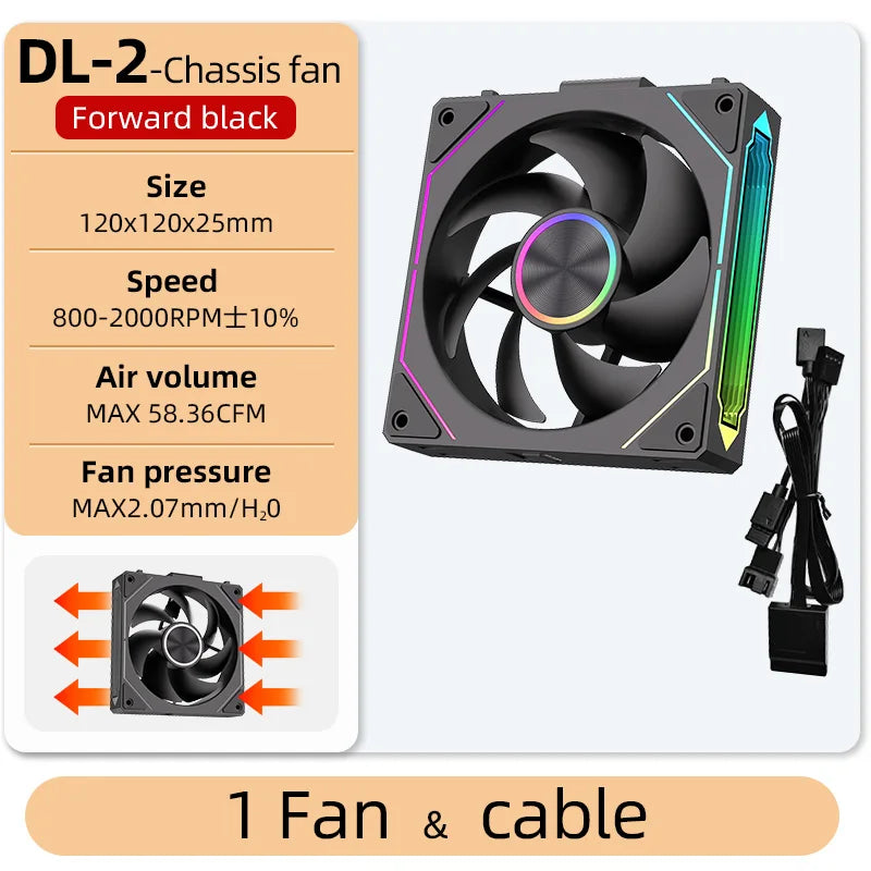 Coolcirc DL-2 Modular Wireless Splicing 120mm PC Case Cooling Fan ARGB Infinite Mirror Lighting Effect for Computer Water Cooler