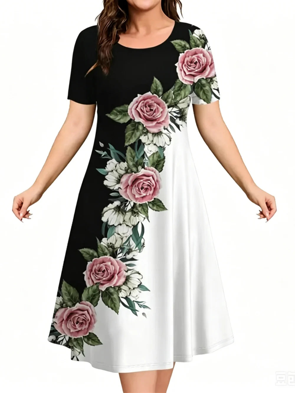Sundress Loose Plus Size Dresses Women Flowers 3D Print Clothing Casual Summer Retro Short Sleeve Ladies Elegant Mini Dress