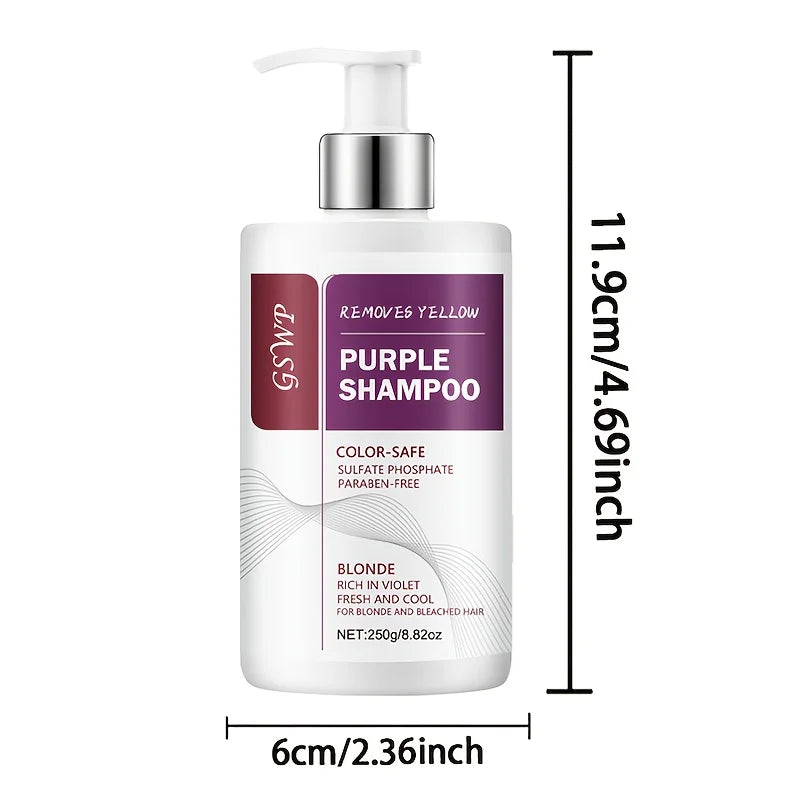 GSWP Yellow-Purple Color-Removing Shampoo, Deeply Cleanses, Moisturizes Hair, Neutralizes Brassy Tones, Protects Dyed Hair. 250g