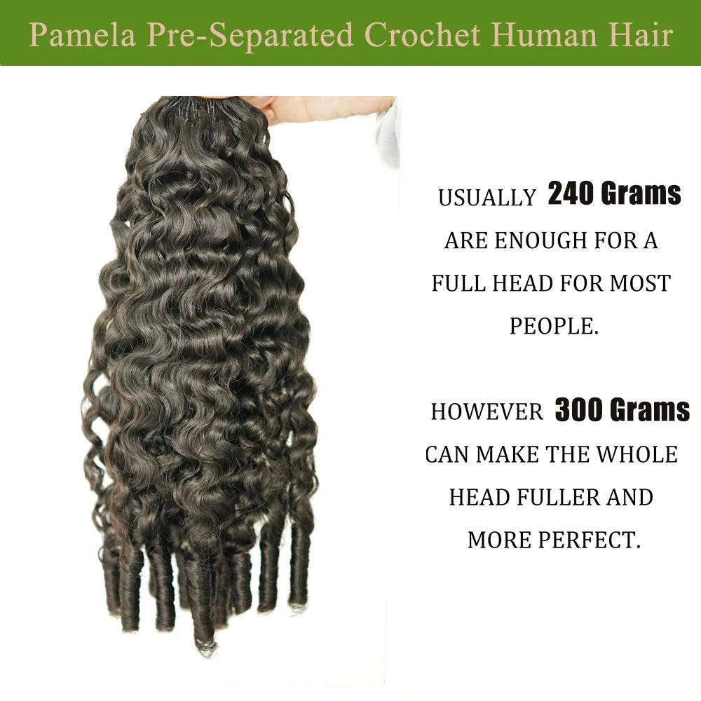 Burmese Curly Crochet Human Hair Knotless Pre-Separated Crochet Feather Hair Extensions Burmese Curly 100%Human Hair Virgin Hair