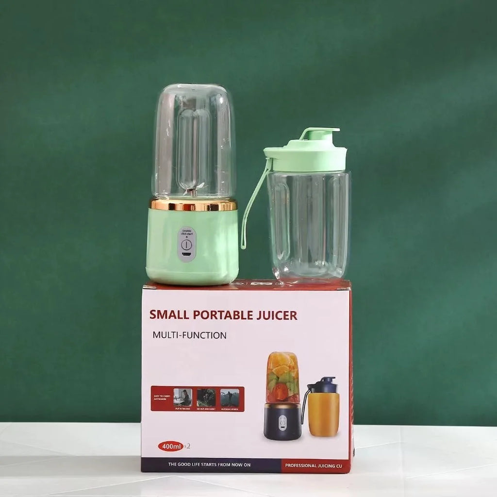 Portable Blender & Juicer 2-in-1 - USB Rechargeable Includes 6 Blades & Double Cups Ideal for Smoothies Iced Drinks & Halloween