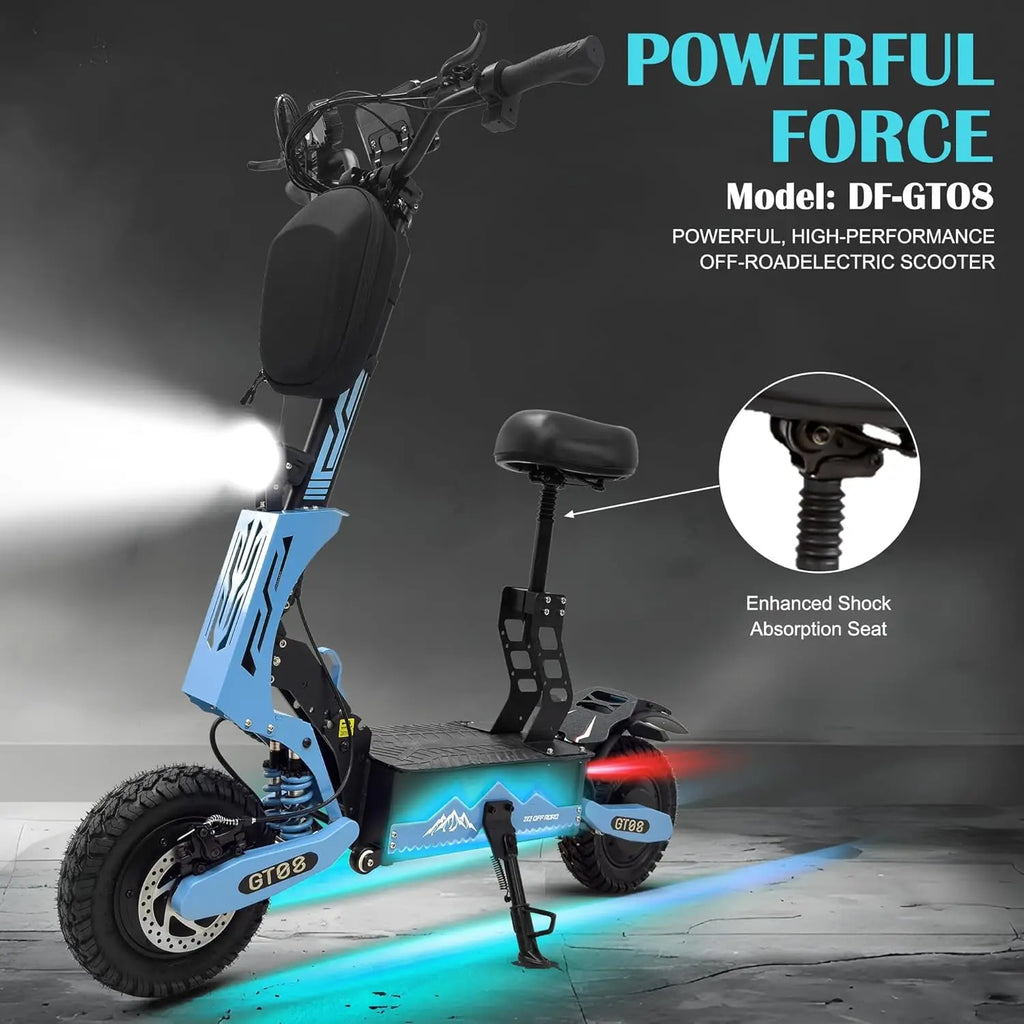 5600W Adult Electric Scooter Dual Motor Top Speed Sport Folding E-Scooter with Detachable Seat
