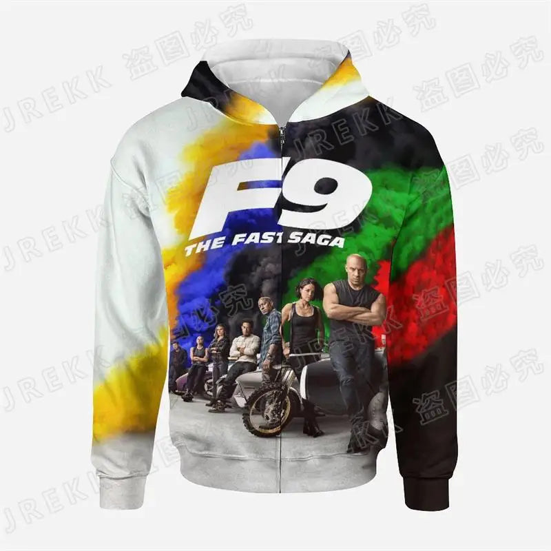 Fast & Furious 3D Print Men Children Zip Hoodie Streetwear Hot Selling Road Racer Style Spring And Autumn Jacket Sweatshirt