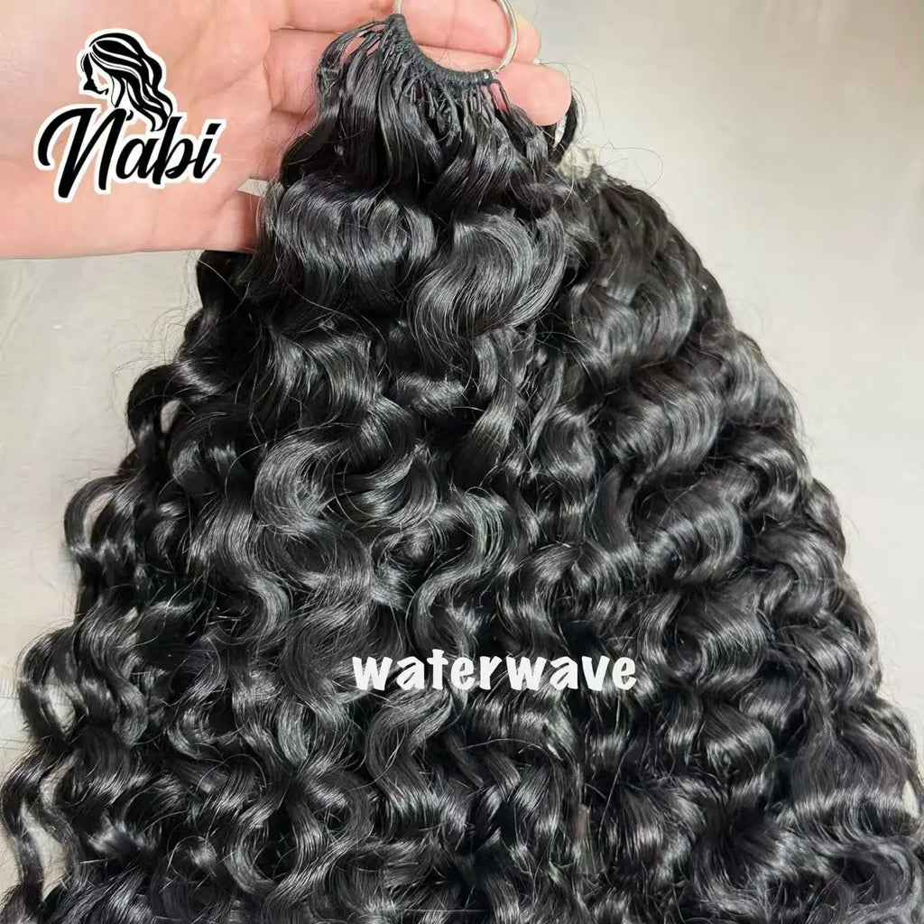 NABI Pre-Separated Crochet Human Hair Bundle Miracle Knots Braiding 14-18inch Water Wave Curly Human Hair for Women