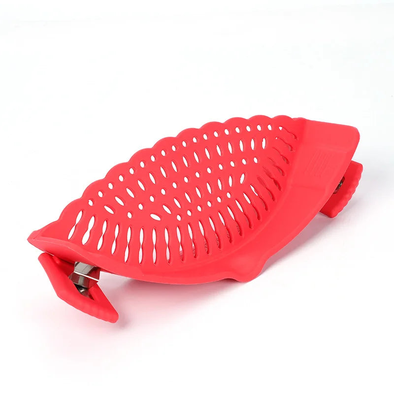 Silicone Strainer Clip-on Pan Pot Side Drainer Fruit Vegetable Noodle Drainage Filter Pour Baffle Colander Kitchen Gadgets