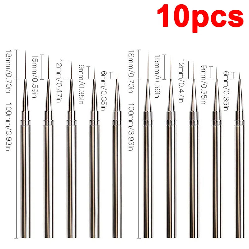 Nails Art Liner Brushes Striping Drawing Elongated Lines Painting 6/9/12/15/18mm Nail Professional Manicure Tool ZJS02