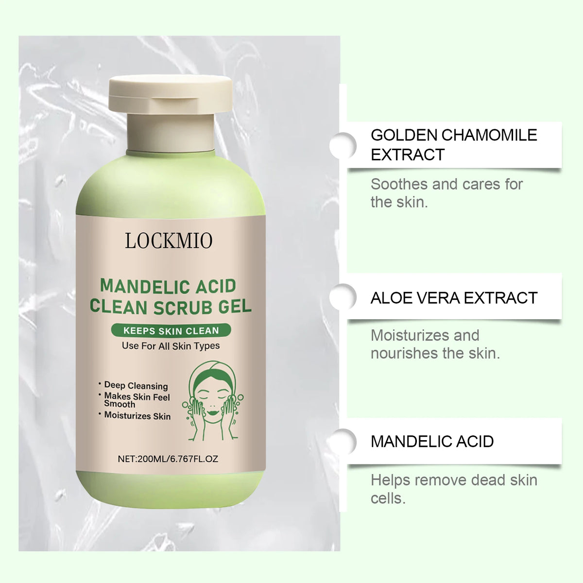 Gentle Exfoliator Dead Smooth Skin Care Product Deep Clean Scrub Improve Facial Texture Appearance Mandelic Acid Clean Scrub Gel
