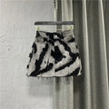 DAILOU Spring and Summer New Korean Spicy Girl Irregular Tie Dyeing High Waist Straight A-line Hairy Denim Wrapped Hip Shorts