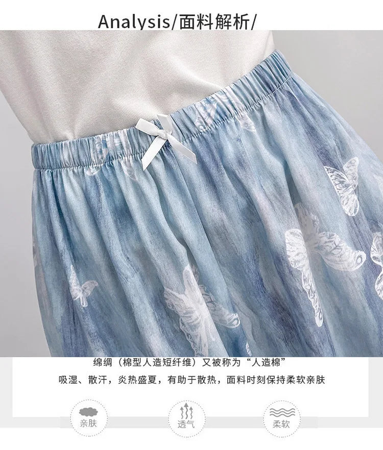 Women Pajama Printed Loose Night Bottoms Viscose Pants Female Outwear Pants Loungewear Home Pants 2026 New Summer Sleeping Wear