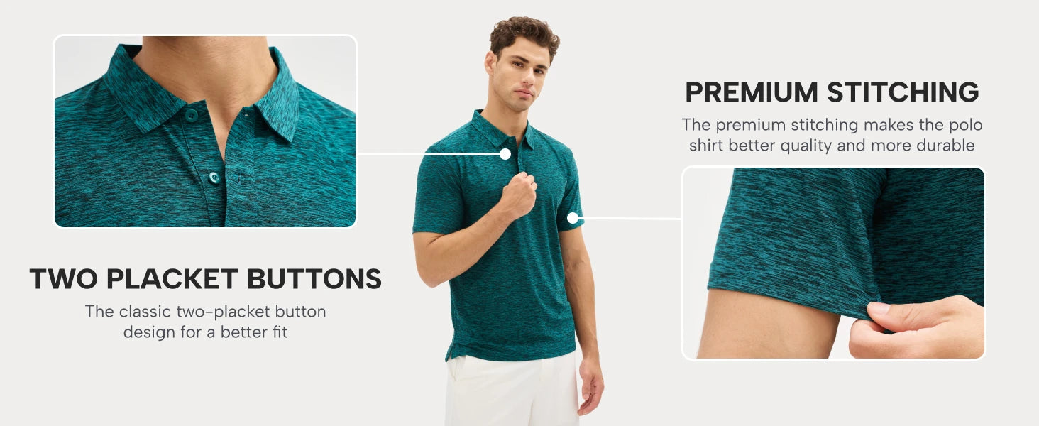 TACVASEN Mens Summer Casual Polo Lightweight Dry Fit Golf Shirts Moisture Wicking Sports Polo Shirt Workout Tees Work Shirts