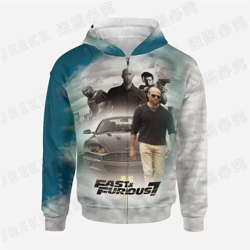 Fast & Furious 3D Print Men Children Zip Hoodie Streetwear Hot Selling Road Racer Style Spring And Autumn Jacket Sweatshirt